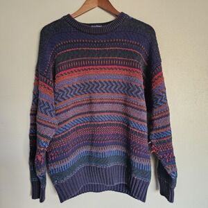 Vintage Gant Sweater Mens XL Hand Framed Striped Chunky Multicolor‎ Grandpa